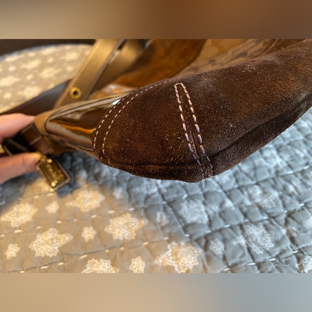 Coach Crossbody Brown Patchwork Bag Euc - image 5